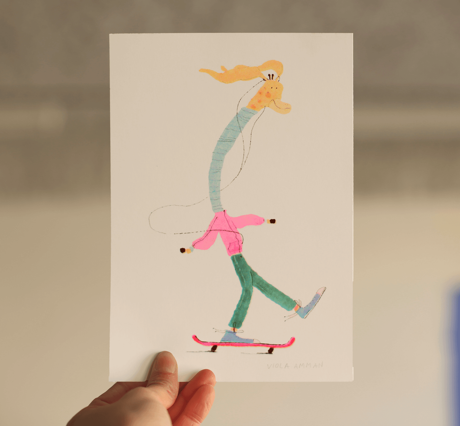 Vue 3 de Pack 3 illustrations - Cigogne, Girafe, Backpacks