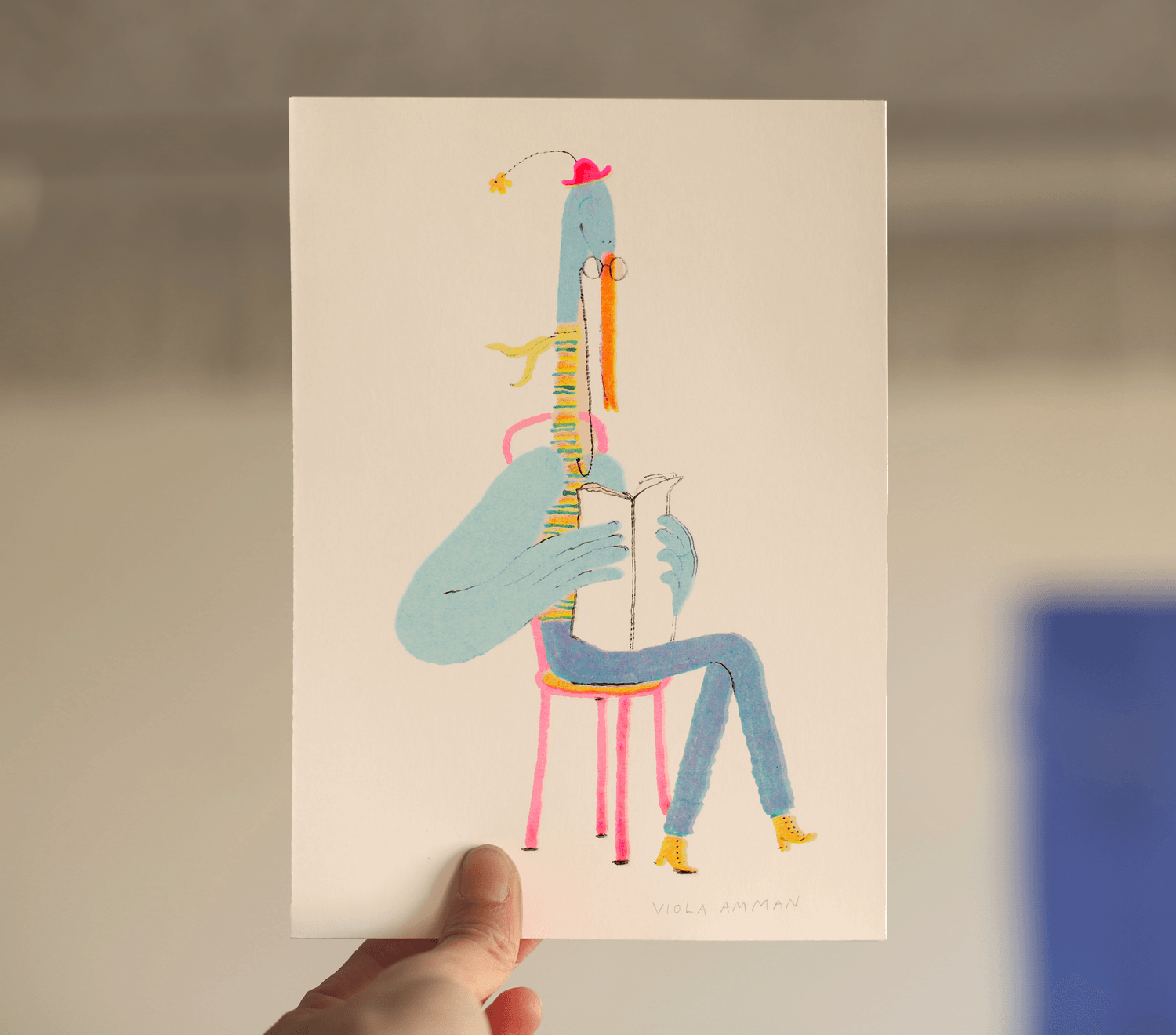 Vue 4 de Pack 3 illustrations - Cigogne, Girafe, Backpacks